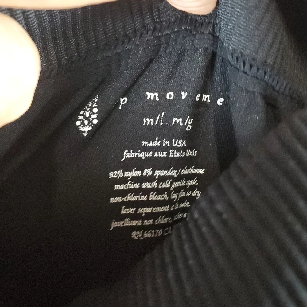 Free People Movement Leggings Womens M/L Black Nylon Stretch Ankle Lace Up Yoga